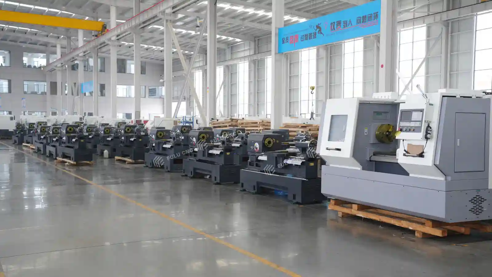 cnc lathe assembly workshop at fulu cnc factory