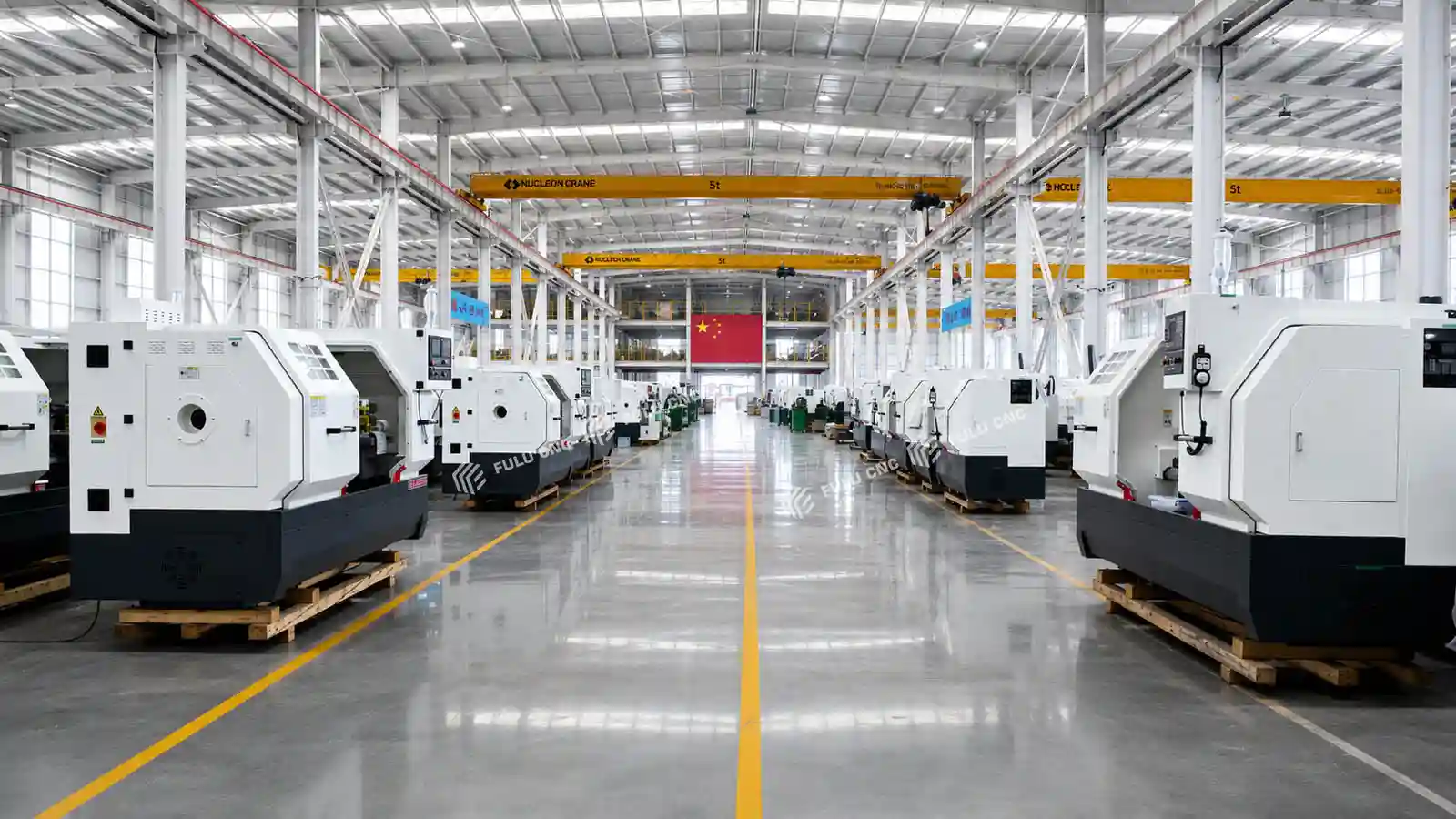 cnc lathe production workshop at fulu cnc factory
