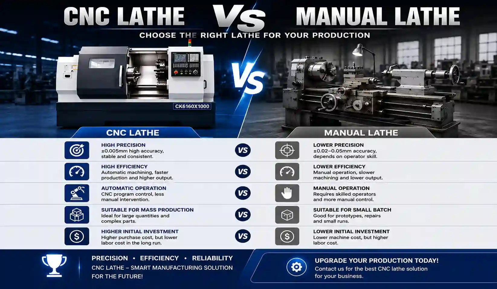 cnc lathe vs manual lathe differences