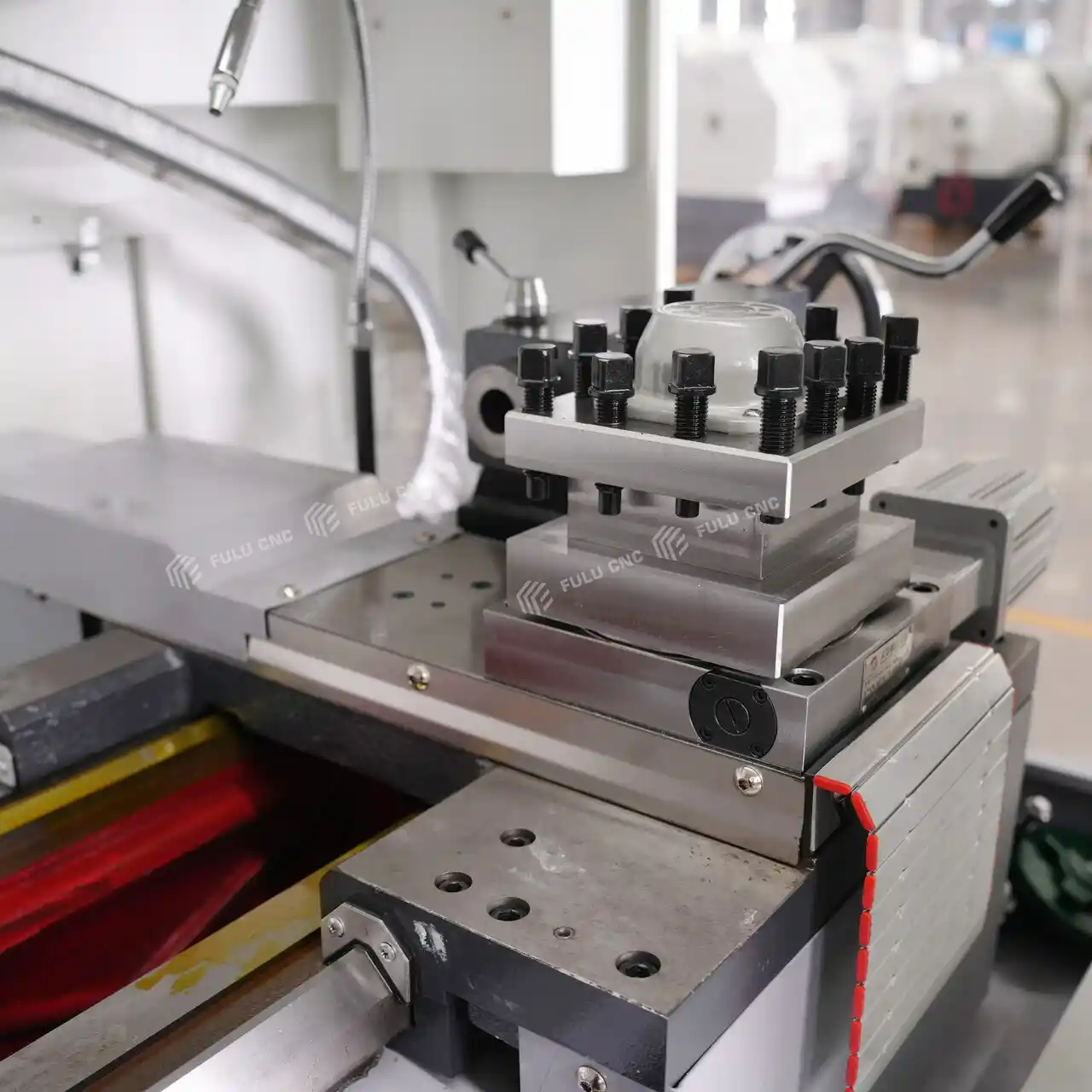 flat bed cnc lathe four station electric turret