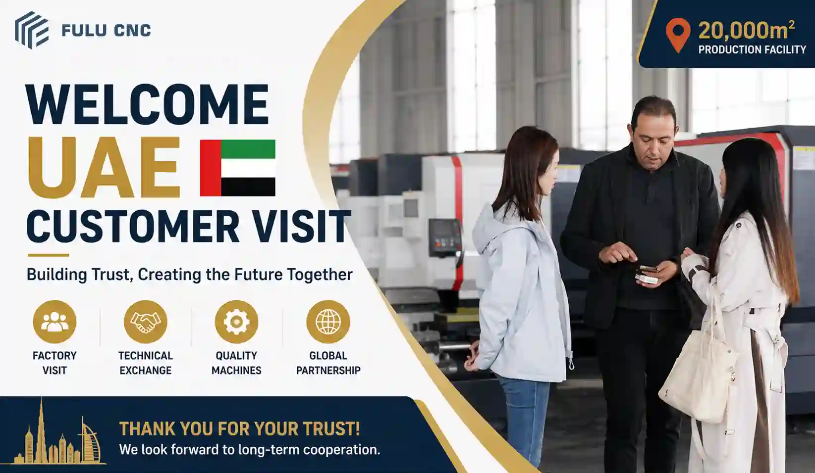 uae customers visit fulu cnc machine factory