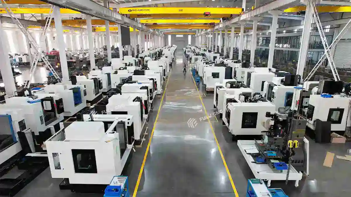 vertical machining center production workshop at fulu cnc factory